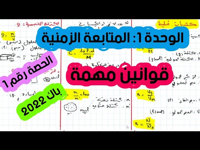 الوحدة الاولى في الفيزياء (الاكسدة ارجاع) باك 2023 الحصة 1 قوانين مهمة في الكيمياء
