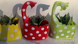 oil can flower pot /oil can reuse idea /#craft #reuse #planters