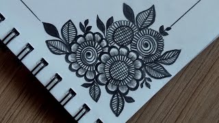 Easy and Simple Border Design for Project | Easy corner Flower Drawing Tutorial For Beginners Simple