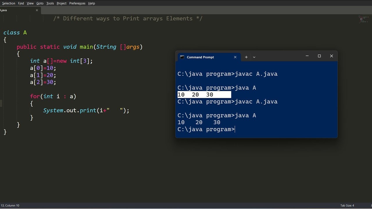 print array elements in java | java programming - YouTube