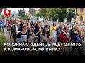 Колонна студентов идет от МГЛУ к Комаровскому рынку