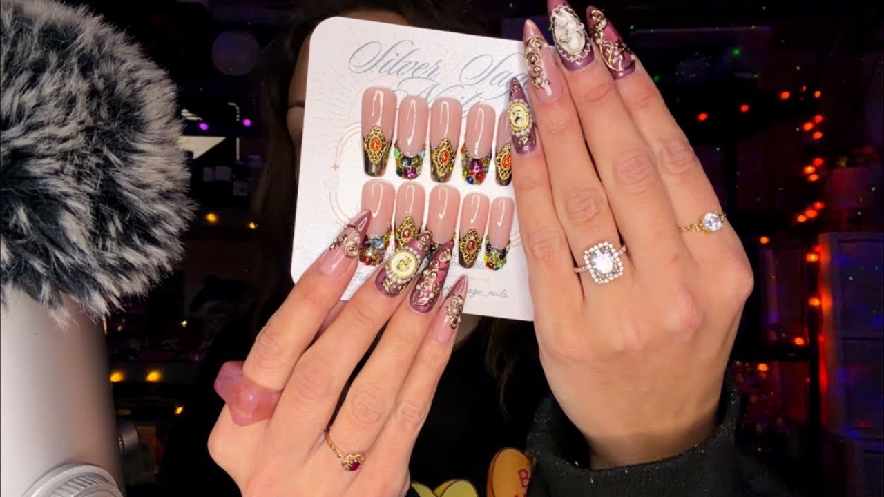 asmr/ my new PRESS ON NAILS 💅🏼😍🤎✨