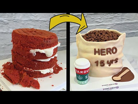 เค้กถุงกาแฟ ง่ายๆ เหมือนด้วย | Easy Coffee Bean Bag Cake - Fondant decorated