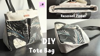 DIY Zipper Tote Bag Tutorial | Recessed Zipper Tote Bag Tutorial