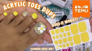 Testing Viral Nail Stickers | Summer Press On Toes | Acrylic Toes | Temu Nail Haul TikTok Nail Hack