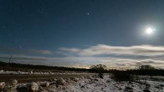 Таймлапс лунного вечера вблизи д. Верхолино во время наблюдений в 150мм телескоп. 19.12.2023