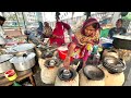 Traditional Village Style Chita Roti, Egg Chitoi Pitha with Duck and Beef Meat - Street Food