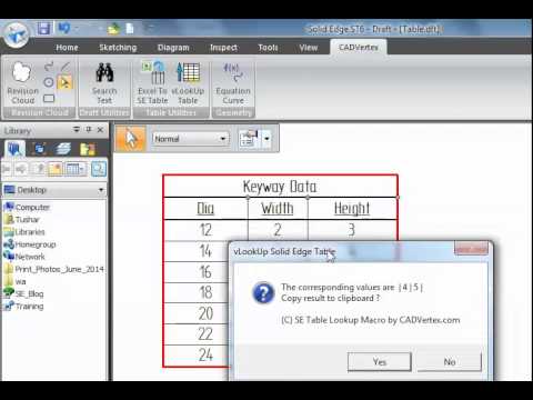 vLookup Tables App for Solid Edge