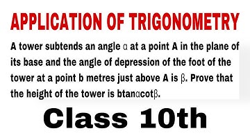 A tower subtends an angle α at a point A in the plane of its base and the angle of depression of…