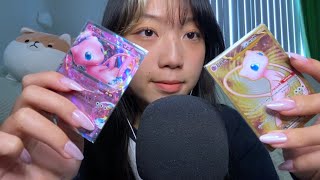 asmr tapping pokémon cards with long nails