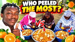 🔥 3 Ladies, 1 Orange Challenge… Who Peeled the Most?! 🍊😂 