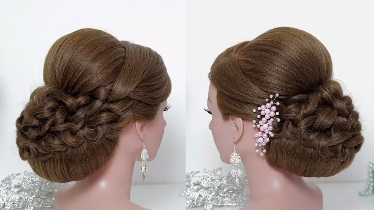 Wedding Updo Tutorial. Bridal Prom Hairstyle For Long Hair - YouTube