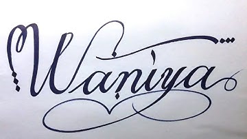 Waniya Name Signature Calligraphy Status | How to Cursive write with cut Marker #waniya @waniya