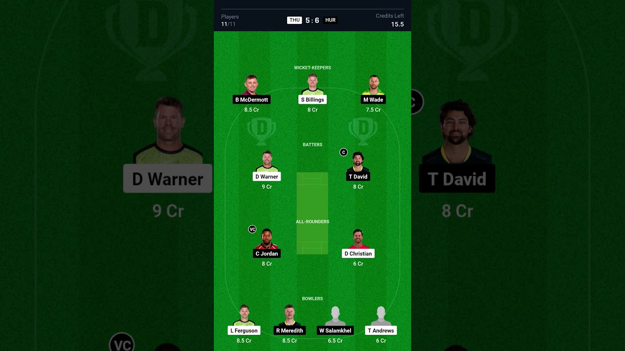 Thu vs  Hur Australia league bash dream 11 cricket team Aaj ka |today best prediction