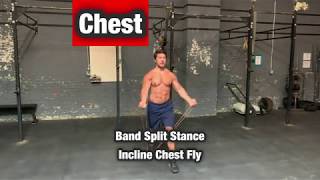 Resistance Band Split Stance Chest Fly  - Chest, Pec Exercise Workout