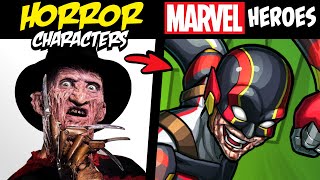 What if FAMOUS HORROR CHARACTERS Were MARVEL SUPERHEROES?! 2 (Stories & Speedpaint)