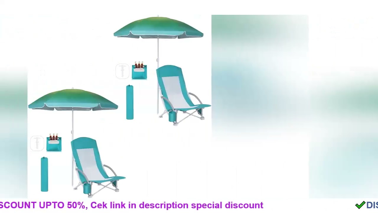 Beach Chairs for Adults with Umbrella and Cooler, High Back, Cup Holder & Carry Bag & Heavy Duty Com
