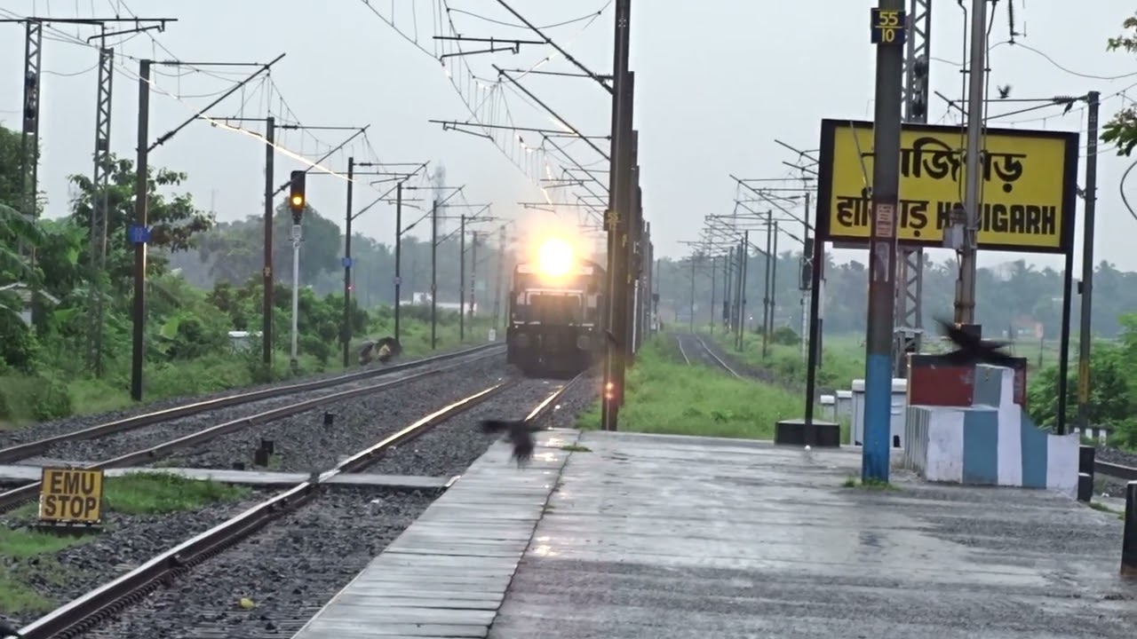 Rainy day + Headlights On + Honking WDP4 with Saraighat Express