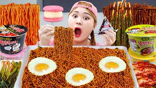 Mukbang FRIED CHICKEN Fire Spicy Noodles EATING SOUND by HIU 하이유