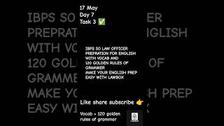 30–40 Grammar Rules Done ✅📚 | Day 7 Complete 🔥 | IBPS SO Prep #bankingexam #ibpssoprelims #law