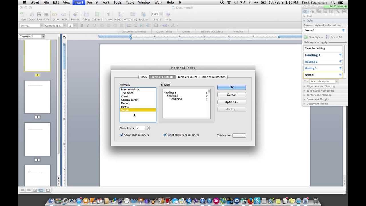 Clickable, Interactive, Hyperlinked Table of Contents