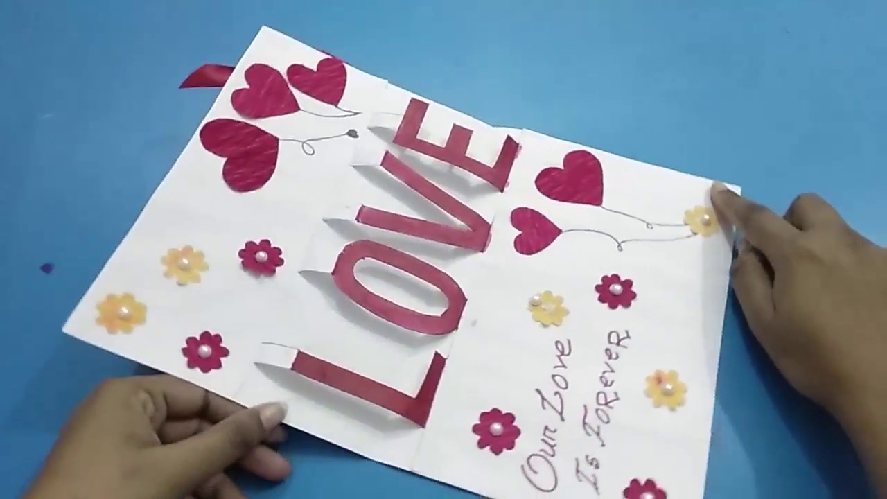 DIY Valentine Card - Handmade I Love You Pop Up Card- DIY 3D flower POP ...