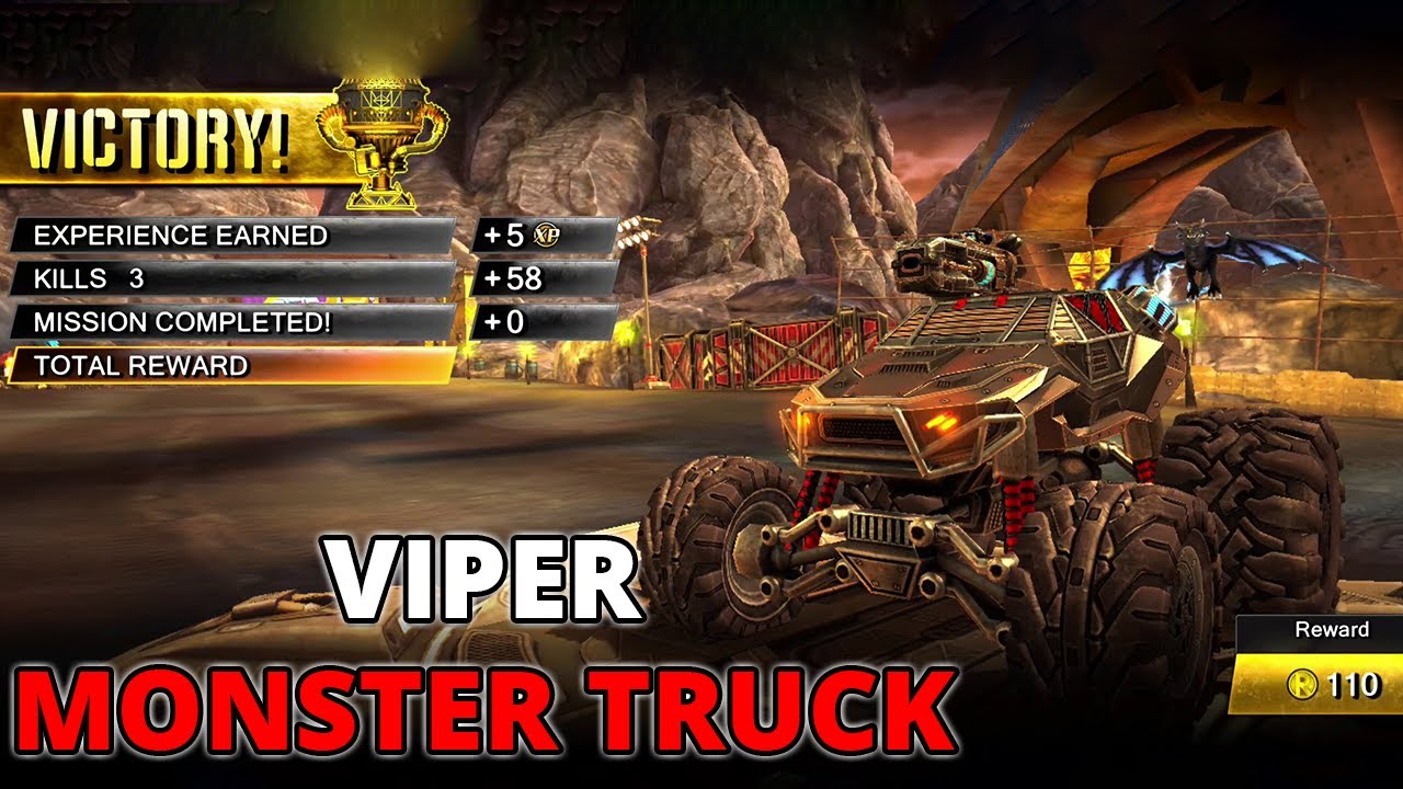 Viper Monster Truck II Race Arena Monster Jam, Crashes, Saves, Backflip