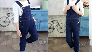 11-12 year jumpsuit cutting and stitching || denim jumpsuit || #jeans #denim #jumpsuit #romper