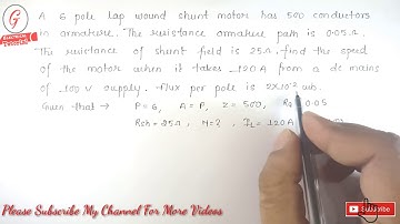 18. SPEED CALCULATION IN DC MOTOR GIVEN DIFFERENT CONDITION NUMERICAL PROBLEM