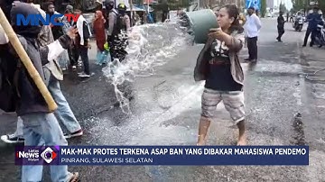 Guyur dengan Air, Emak-emak di Pinrang Bubarkan Demo Mahasiswa yang Bakar Ban
