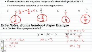 Algebra Lesson 6.6 Parallel and Perpendicular Lines Part 2