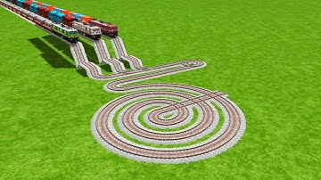 🚆3 TRAINS CRAZIEST CROSSING At Round Circle Tracks | Risky Railroad Tracks | BeamNG Train Simulator