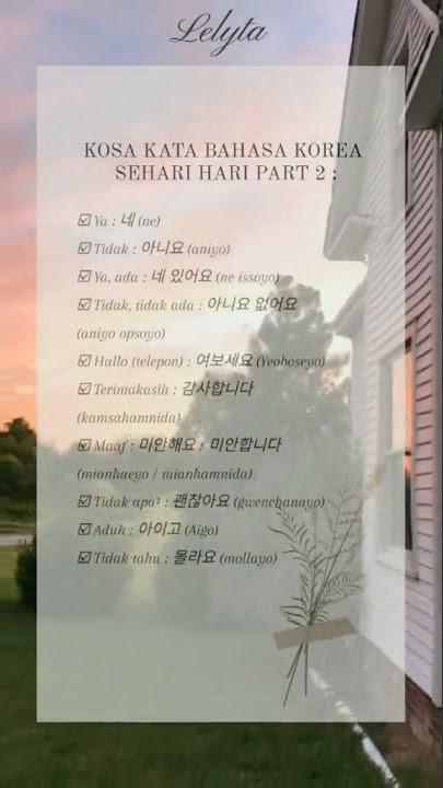 kosakata bahasa Korea sehari hari part 2