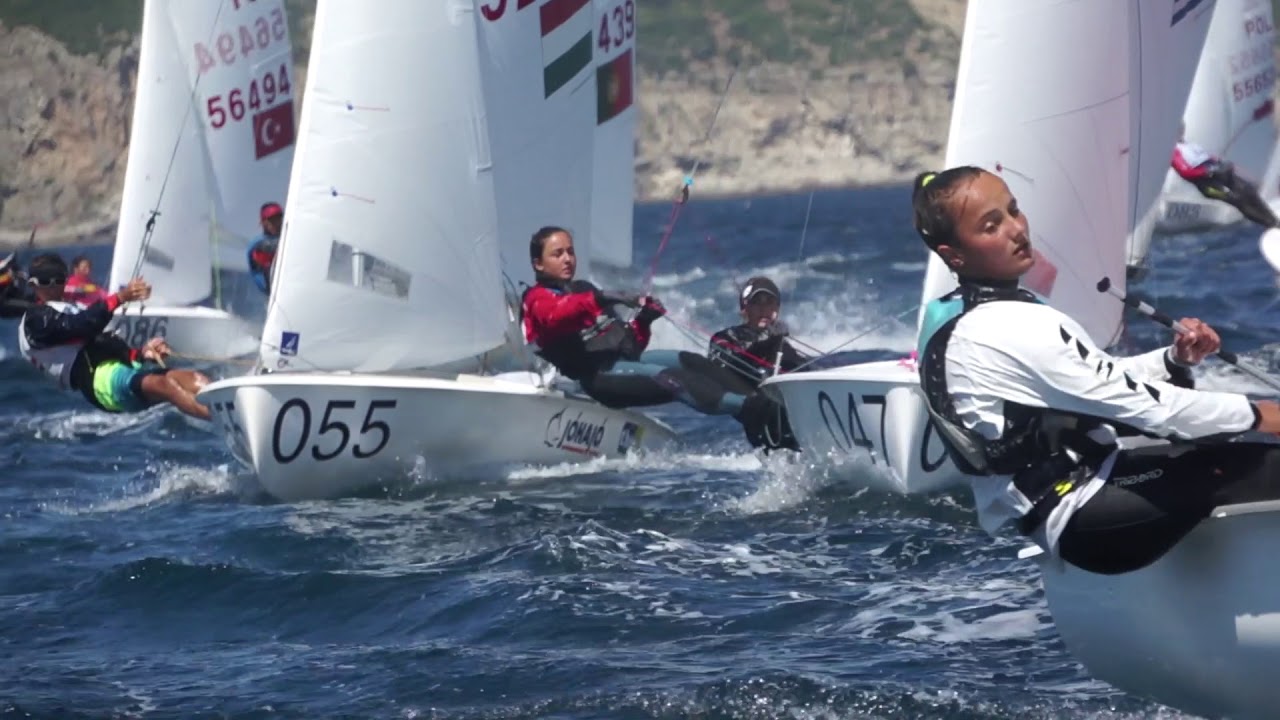 6 July 2018 - Race Day 1 2018 420/470 Junior European Championships, Sesimbra, Portugal