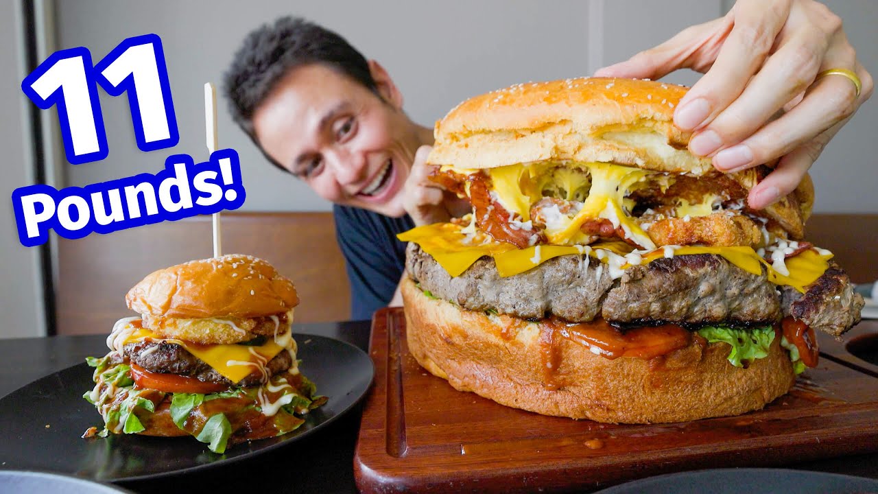 Supersize Burger!! 🍔 Eating An 11 Pound Giant Beef Cheeseburger!! - Youtube