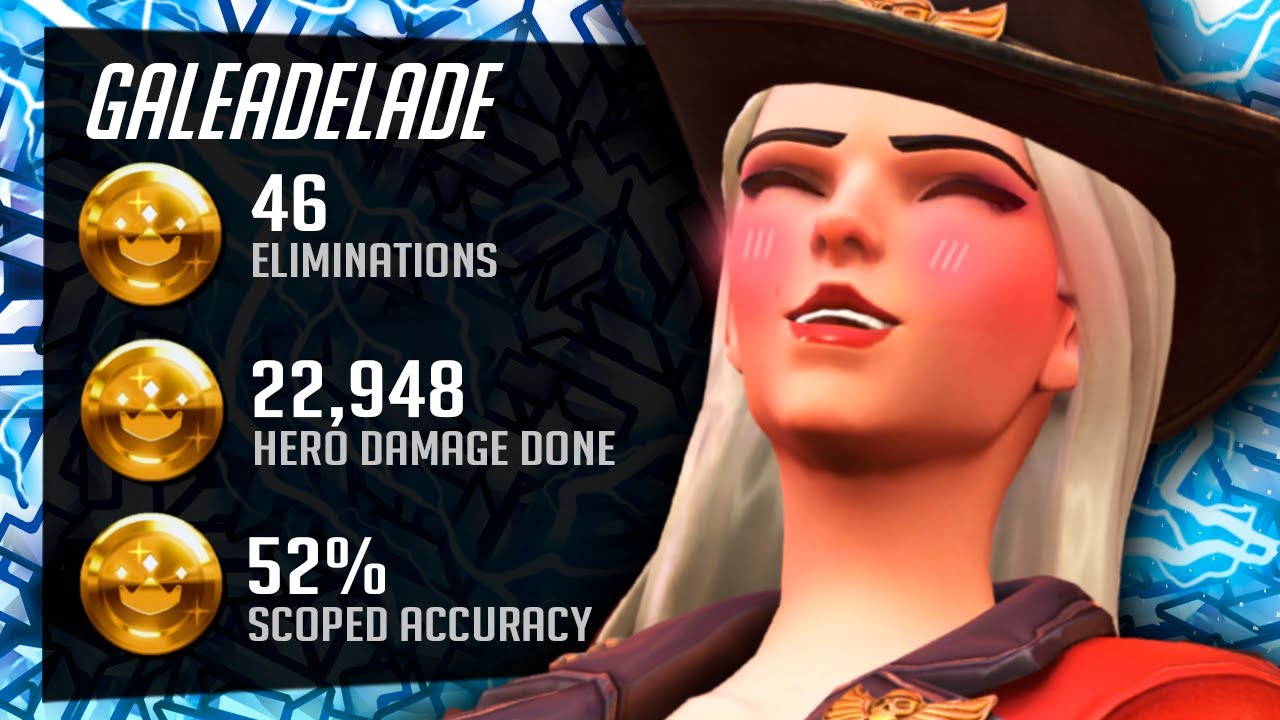 Gale Human Aimbot Ashe gameplay! 46 elims! [ Overwatch Top 500 Season 34 ]