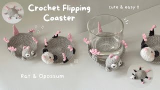 How to Crochet a Rat and Opossum Flipping-Over Coaster | Easy Crochet Popup Cup Mat | Monua DIY
