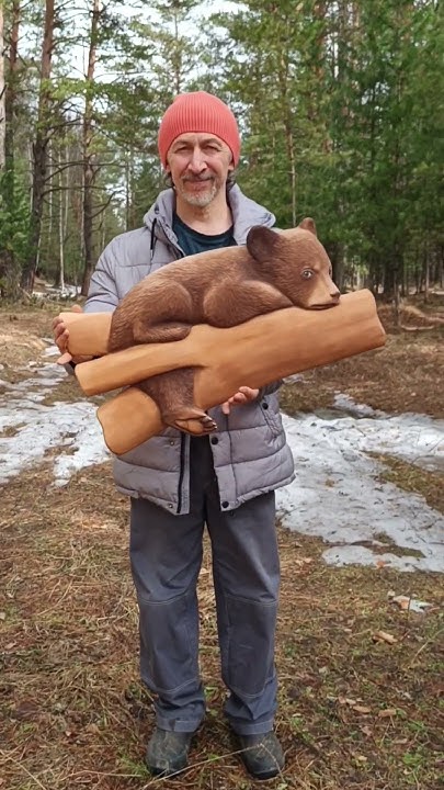 Медвежонок на дереве Резное панно своими руками Резьба по дереву Wood ...