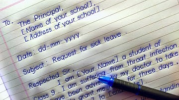 Sick Leave Application For School in English | Class 9