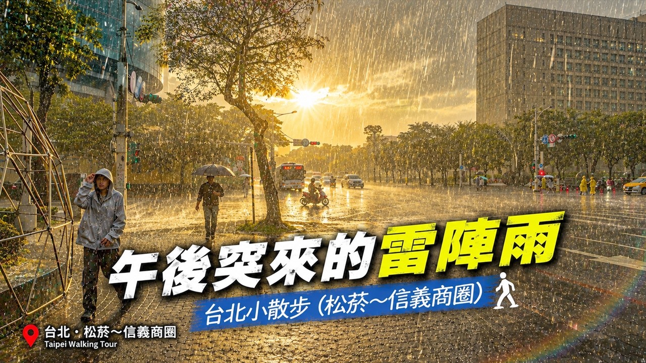 台北午後雷雨散步(松菸文創園區~信義商圈)|4K HDR|Taipei Afternoon Thunderstorm Walk 🌧️ 縮圖
