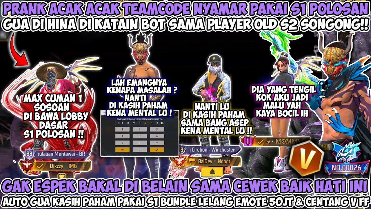 PRANK ACAKACAK TIMCODE GUA DI HINA S1 POLOSAN SAMA PLAYER OLD S2 SONGONG AUTO KASIH PAHAM 50JT😱