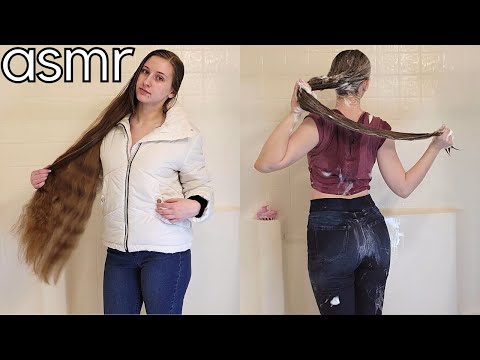 Real Long Hair Shampoo Shower WashPuffy Windbreaker Jacket & Tight Jeans ASMR During Thunderstorm️ - Real Long Hair Shampoo Shower WashPuffy Windbreaker Jacket & Tight Jeans ASMR During Thunderstorm️