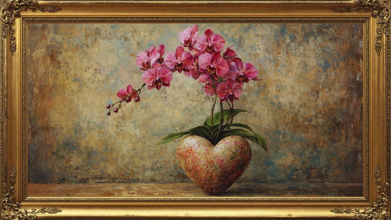 Romantic Heart Orchid Valentine's Day TV Art Screensaver | Valentine's Day TV Art | Romantic Art