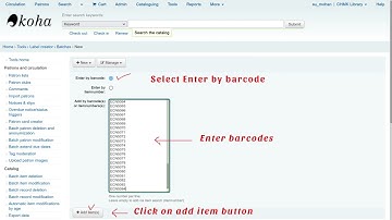 Koha barcode printing