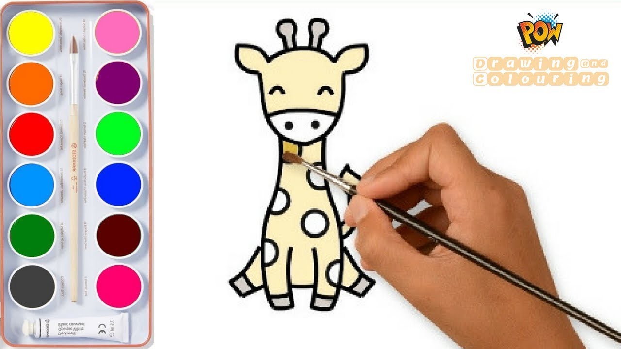 How To Draw Giraffe Very Easy How To Draw Cute Cartoon Giraffe Art For Kids Youtube