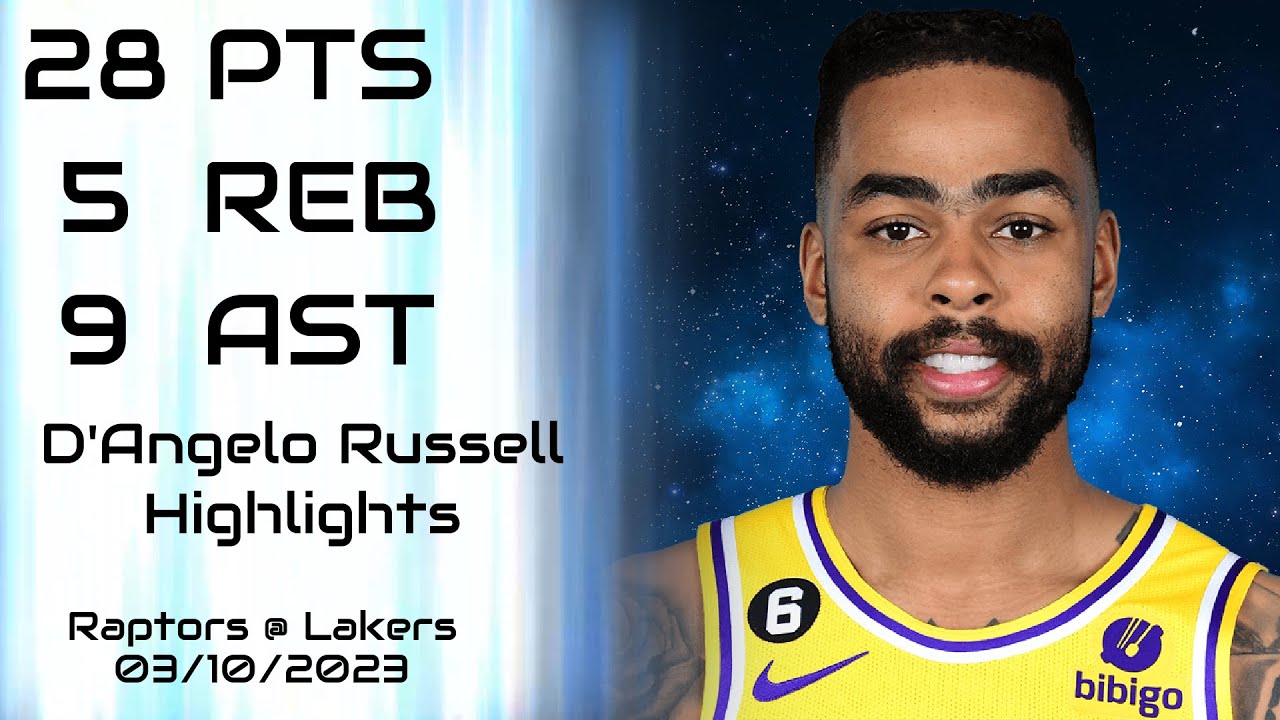 D'Angelo Russell Scores 28 Points in Return, Lakers Beat Raptors