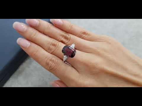 Purple rhodolite umbalite in cushion cut 6.52 ct, Tanzania Video  № 1