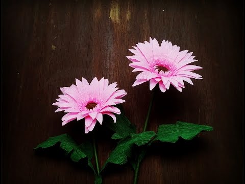 How To Make Gerbera Flower From Crepe Paper - Craft Tutorial