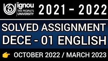 dece 1 solved assignment ignou in ENGLISH 2022-23 | dece1 solved assignment ignou in ENGLISH 2022-23