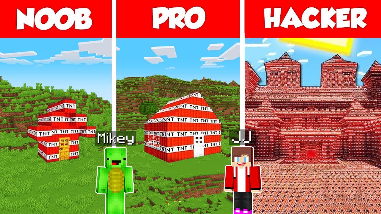 TNT House Build Battle Challenge - JJ vs Mikey - Noob vs Pro ...